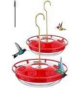 FEED GARDEN Hummingbird Feeders for Outdoors, 2 Pack 16oz Leak-Proof Dish-Style Nectar Feeder Bui...