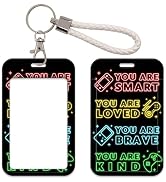 Cute Game ID Badge Holder Photocard Holder with Keychain, Cool ID Card Holder Key Chain with Keyr...