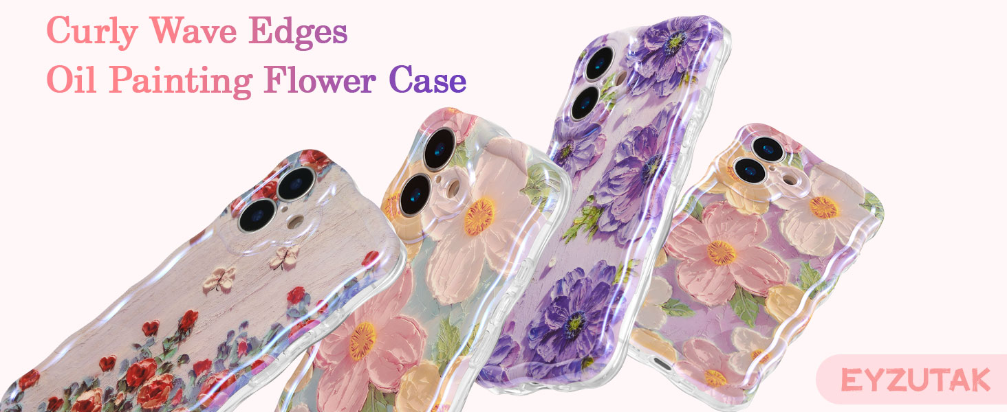 4(1)-Colorful Retro Oil Painting Flower Laser Phone Case
