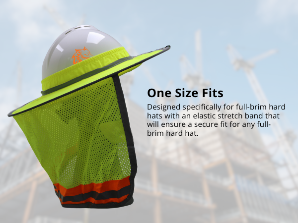 Wolf High-Visibility Reflective Full-Brim Hard Hat Mesh Sun Visor Neck Shade