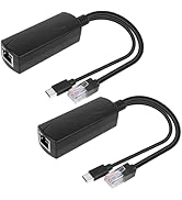 2pcs 5V 4A Gigabit Poe Splitter Type-C Power Over Ethernet Adapter,EEE 802.3af/at Compliant 10/10...