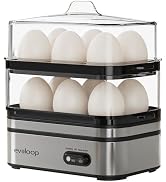 Evoloop Rapid Egg Cooker Electric 12 Eggs Capacity, Soft, Medium, Hard Boiled, Poached, Omelet Ma...