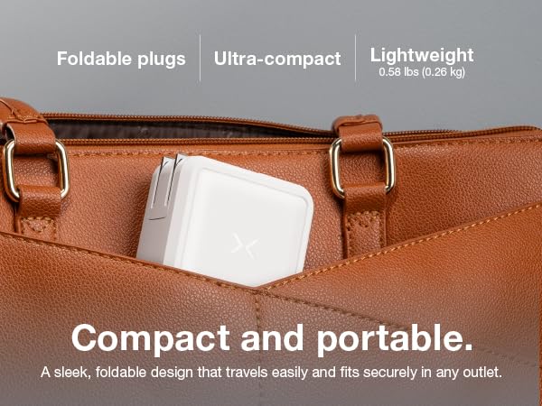 Powered by GaN technology, the usbc chargers are compact with foldable plugs