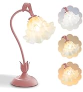Flower Table Lamp,Vintage Lily of The Valley Flower Lamps Flower Night Light LED Reading Light wi...