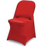 CYFFPKMN 10 Packs Red Spandex Stretch Folding Chair Covers for Wedding Party,Universal Fitted Was...