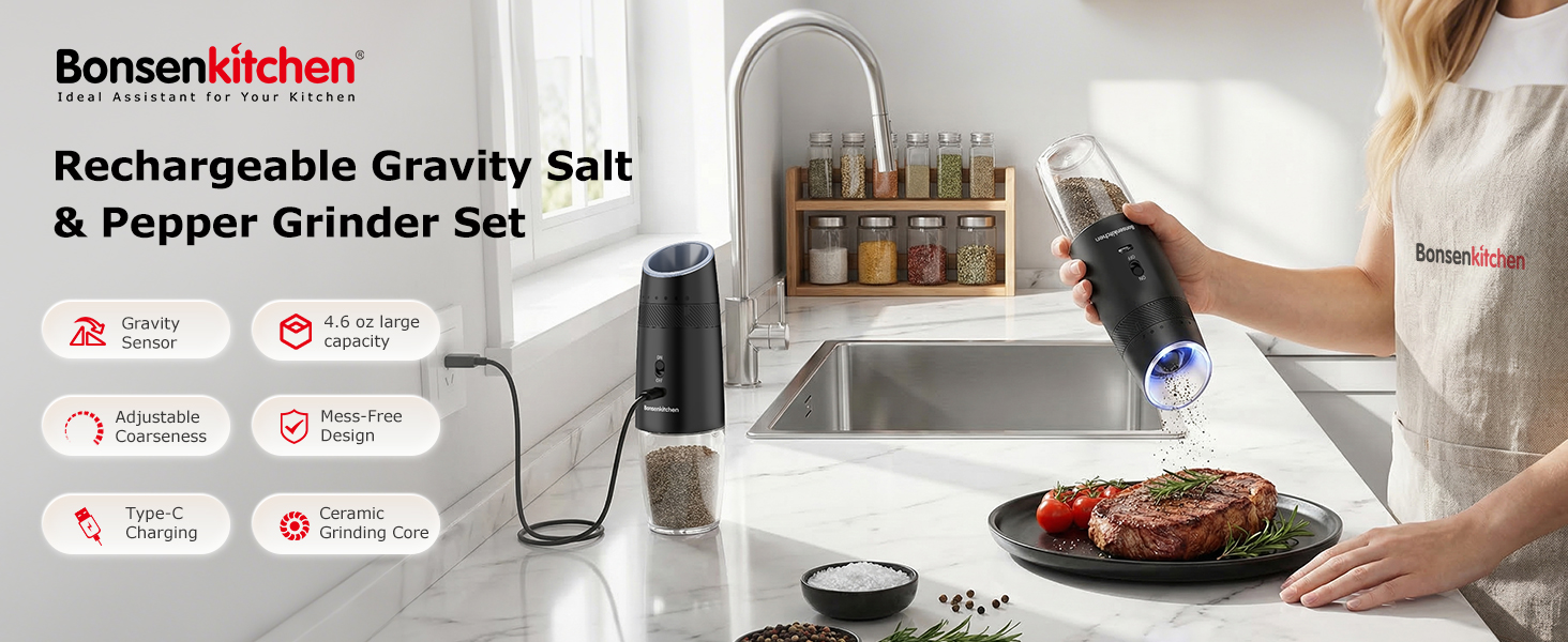 Electric Salt and Pepper Grinder Set