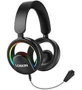 LOBKIN Open Ear Headphones, Bluetooth 6.0 Wireless Headset with Mic Detachable, Adjustable RGB Li...