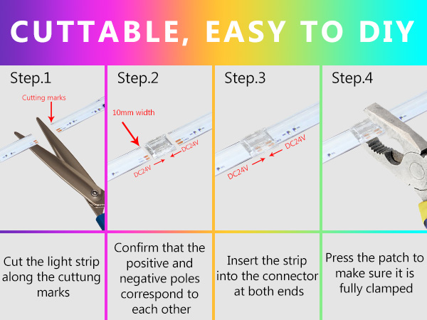 Smart RGB COB LED IC Strip Lights, Addressable High Density Flexible with Remote &amp; App Control