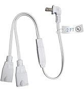 2 Prong 1 to 2 Extension Cord,Power Splitter White,2 Way Short Cord with Flat Plug,Dual Outlets S...