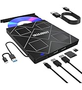 5-in-1 Extemal CD/DVD Drive for Laptop,USB 3.0 &amp; Type-C Portable CD/DvD Rw Burner with SD/TF Card...