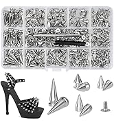 360 Pcs Punk Spikes and Studs Kit, Multiple Size Cone Spikes for Clothes, Punk Rock Style Studs a...