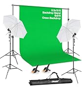 EMART 8.5X10 FT Photography Backdrop Continuous Umbrella Studio Lighting Kit, 6X9 FT Muslin Chrom...