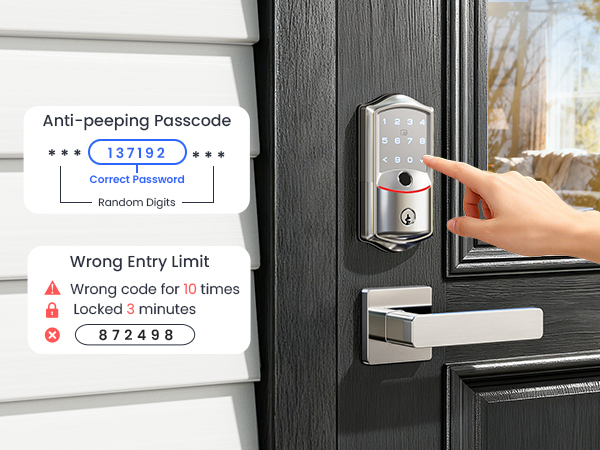digital door lock with keypad set Anti-Peeking Passcode