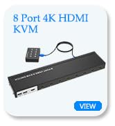 KVM Switch HDMI 8 Port, Yinker 4K@30Hz USB HDMI Rack KVM Console 8 in 1 Out w/9pack Cables 4 USB ...