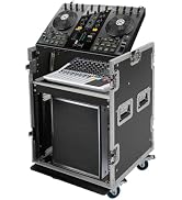 10U PA DJ Rack, 2 Tier Heavy Duty Pro DJ Mixer Stand, Audio Rack Rolling Equipment Rack Cabinet W...