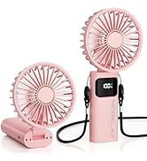 Portable Handheld Fan, USB Rechargeable Foldable Mini Personal Fan, 5200mAh, 180 Adjustable, 6 Sp...