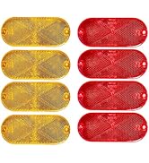 Wokyo 8 Pack Car Oval Reflectors, 4.49X1.97in 4 Red and 4 Yellow Reflective Strips with Quick Mou...