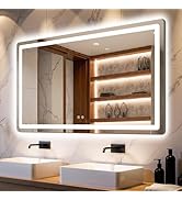 Delma LED Bathroom Mirror with Lights, 30x50 Mirror for Bathroom Sink, Anti-Fog, Dimmable, Front ...