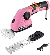 WORKPRO Pink Cordless Grass Shear &amp; Shrubbery Trimmer - 2 in 1 Handheld Hedge Trimmer 7.2V Electr...