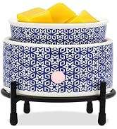 Blue &amp; White Porcelain Wax Warmer, Electric Wax Melt Warmer, 3-In-1 Ceramic Candle Warmer for Sce...