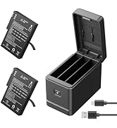 2 x 1350mAh Rechargeable Battery with 3-Channel Charger Case for AKASO 360 Camera, MicroSD Card S...