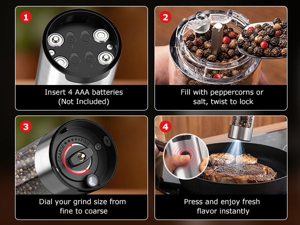 Electric Salt and Pepper Grinder Set