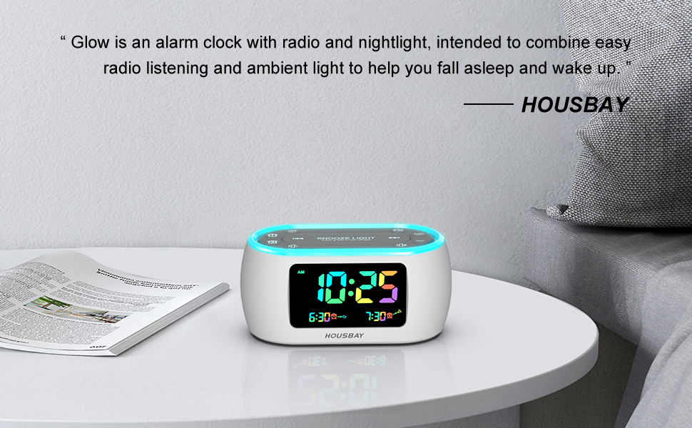 alarm clock radio with colorful digit