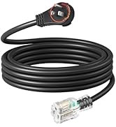 DEWENWILS 360° Rotating Flat Plug Extension Cord, 15FT Black Extension Cord, 3 Prong 14/3 Gauge G...