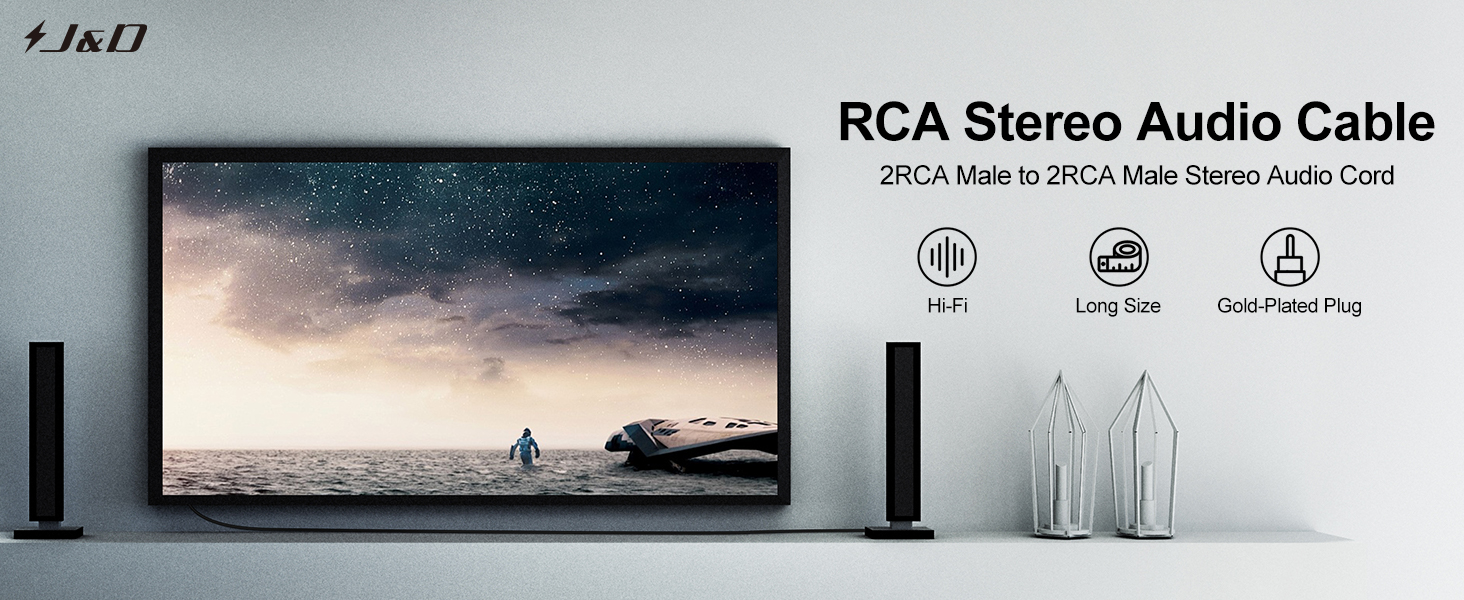 2 RCA M/M Stereo Audio Cable,RCA Cable,Home Theater, HDTV, Amplifiers, Hi-Fi Systems, Speakers