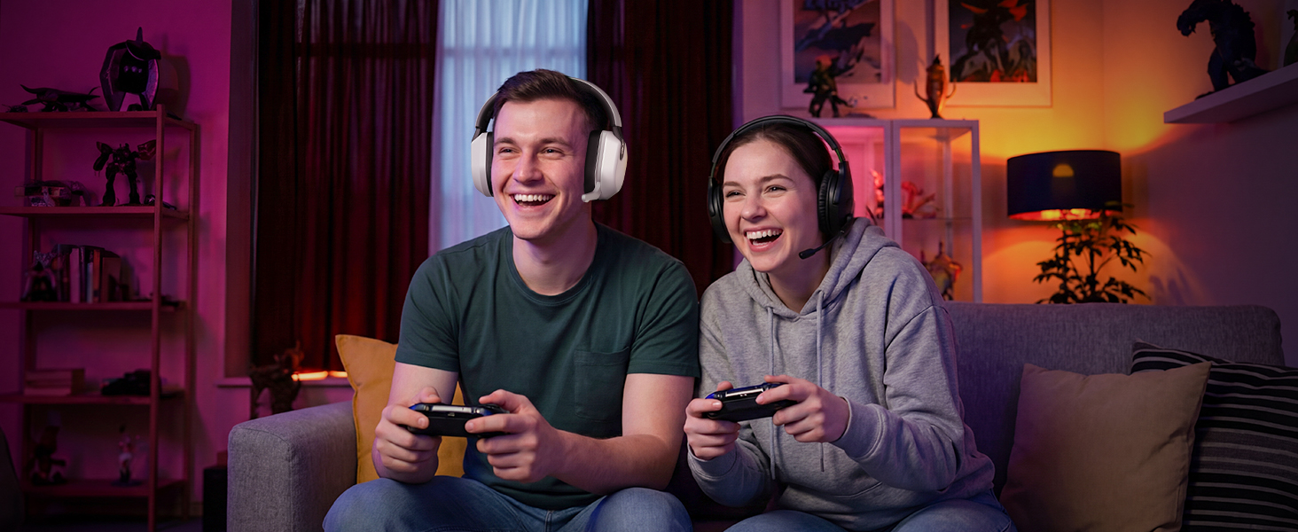 Gamer enjoying a weekend MMORPG raid session relying on the 70-hour extended battery life