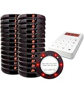 Pagers for Restaurants, 24 Coaster Beeper Restaurant Buzzer System with Beeps, Vibration, Flashin...