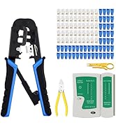 NataLink RJ45 Crimp Tool Ethernet Crimper Tool Kit Cat 6 Cat 5E Cat 5 Crimping Tool with Network ...