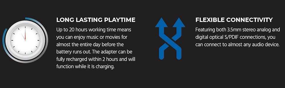 up to 20 hours working time mean can enjoy music or movies for entire day before battery runs out
