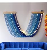 OakHaomie Macrame Fairy Lights Battery Operated with Remote,Large Macrame Wall Hanging with 20ft ...