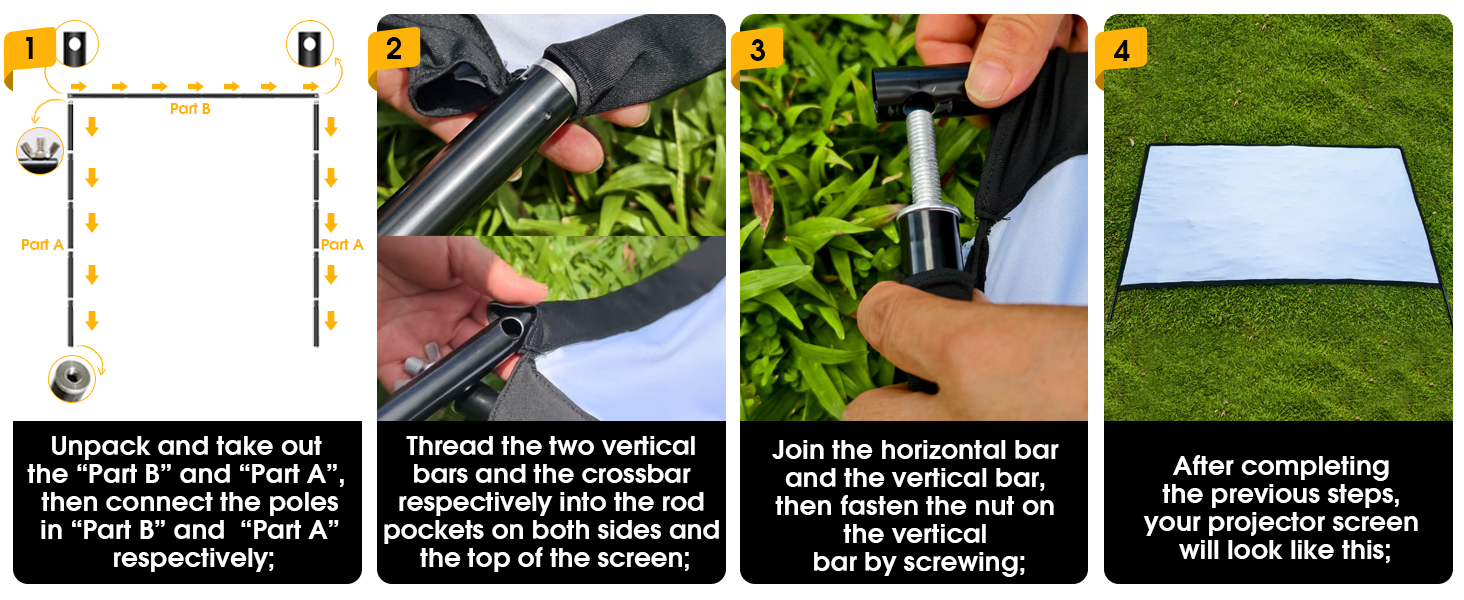 120 inch Outdoor Projector Screen with Stand for Home Theater and Backyard Movie Night