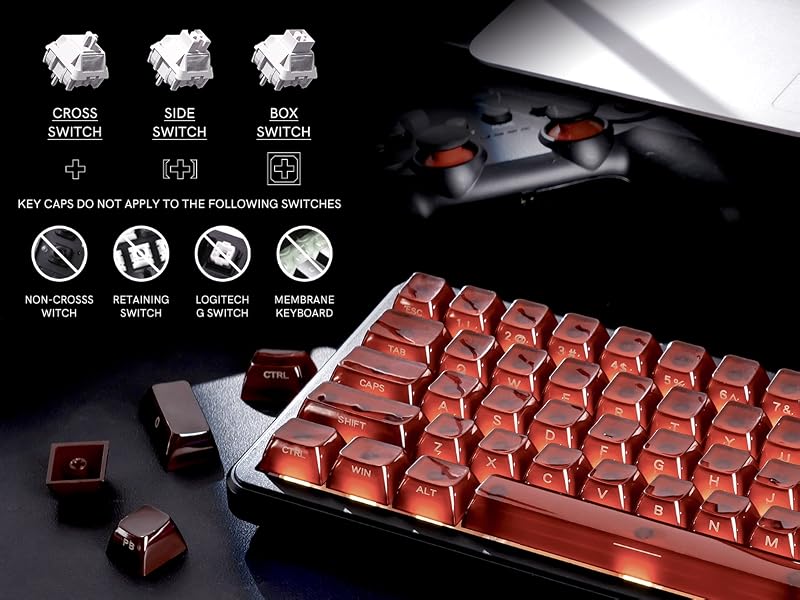 Keycaps Jelly Ceramic Keycaps Style, Clear Keycaps, Transparent Side Printed Keycaps