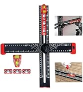 4-in-1 Drilling Ruler, Adjustable 14 inches/35 cm Multi-Function T-Square, Woodworking Marking To...