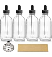 AOZITA 4 Pack, 4 oz Dropper Bottles with 1 Funnel &amp; 4 Labels - Essential Oils Bottles for Health,...