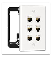 FGB 6 Port Single Gang Ethernet Wall Plate with Mounting Bracket
