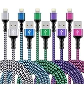 iPhone Charger [5Pack/6ft], Long Braided Lightning Cables, Fast Charging Power Adapter Cargador C...