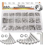 Taiss 480PCS M3 M4 Screw Kit,16 sizes M3/M4 x 6mm/8mm/10mm/12mm/16mm/20mm/25mm/30mm 304 Stainless...
