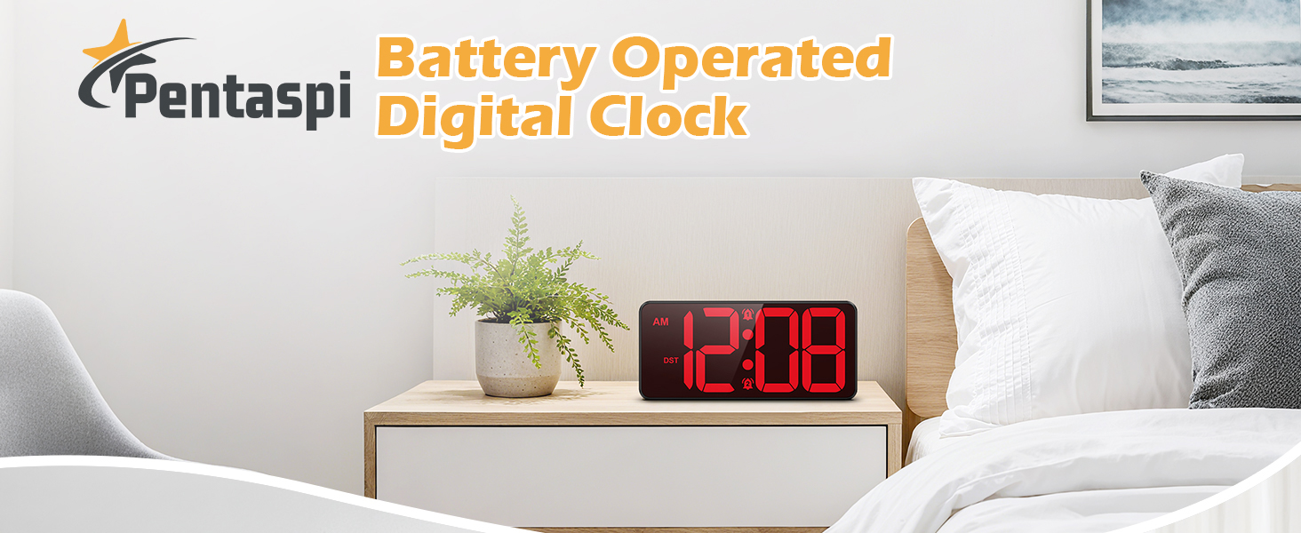Battery Operated Digital Clock, Dual Alarm Clocks