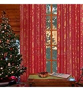 Red Christmas Decorations for Home, Christmas Sheer Curtains 84 Inch Length for Kids/Living Room ...