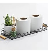 VITVITI Metal Toilet Paper Basket Storage, Bathroom Toilet Tank Tray with Bamboo Handle Counterto...