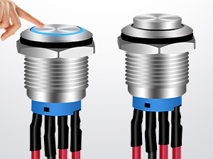 12mm Push Button Switch 5PCS with Pre Wired Harness 12V 24V Stainless Steel Self Locking