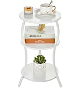 YEAKOO Vintage Small Round Side Table, 3-Tier Slim Waist Circular End Table with Storage Shelf, C...