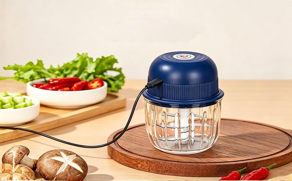 Electric Garlic Chopper, Mini Glass Bowl Portable Veggie Chopper