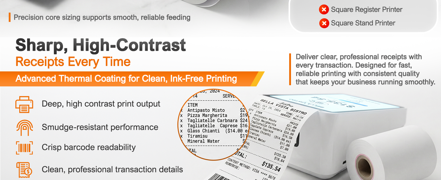Vonlyst thermal receipt paper for Square Terminal handheld POS printer 10 pack
