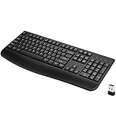 QUASIO Wireless Keyboard, 2.4G Full-Sized Ergonomic Wireless Computer Keyboard with Wrist Rest fo...