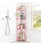 ELYKEN Corner Shower Caddy Standing, 4 Tier Rustproof Metal Shower Organizer with Soap Holder, Fl...